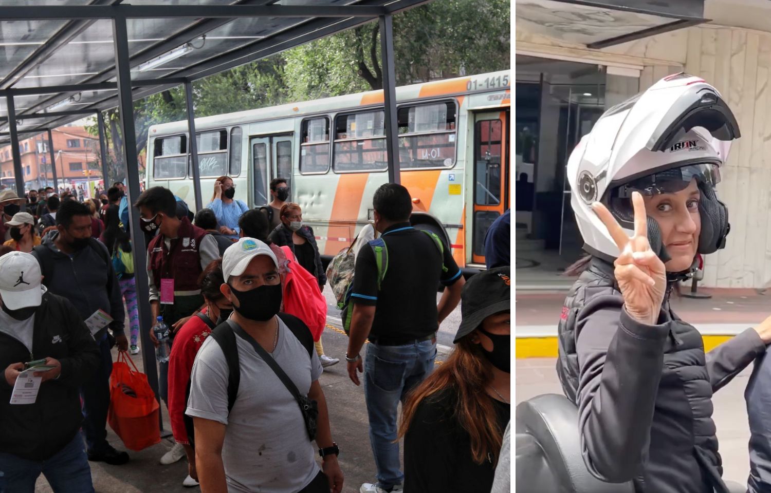 La jefa de Gobierno, Claudia Sheinbaum, supervisó el operativo por el cierre de estaciones de la Línea 1 del Metro a bordo de una motocicleta.